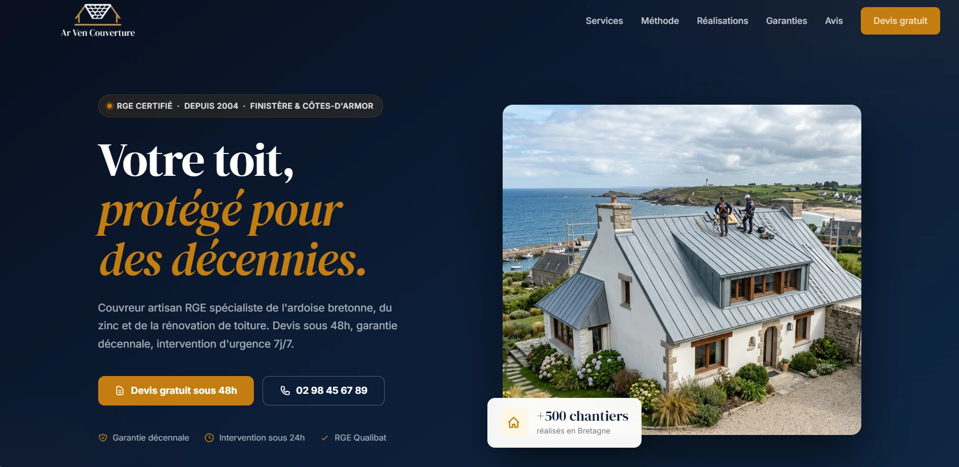 Exemple site web couvreur