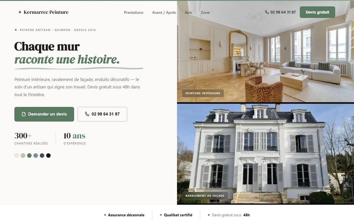 Exemple site web peintre