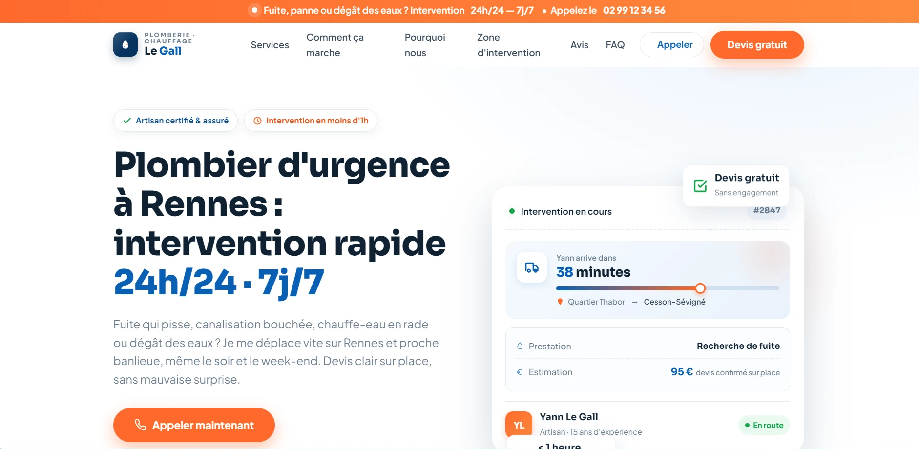 Exemple site web plombier